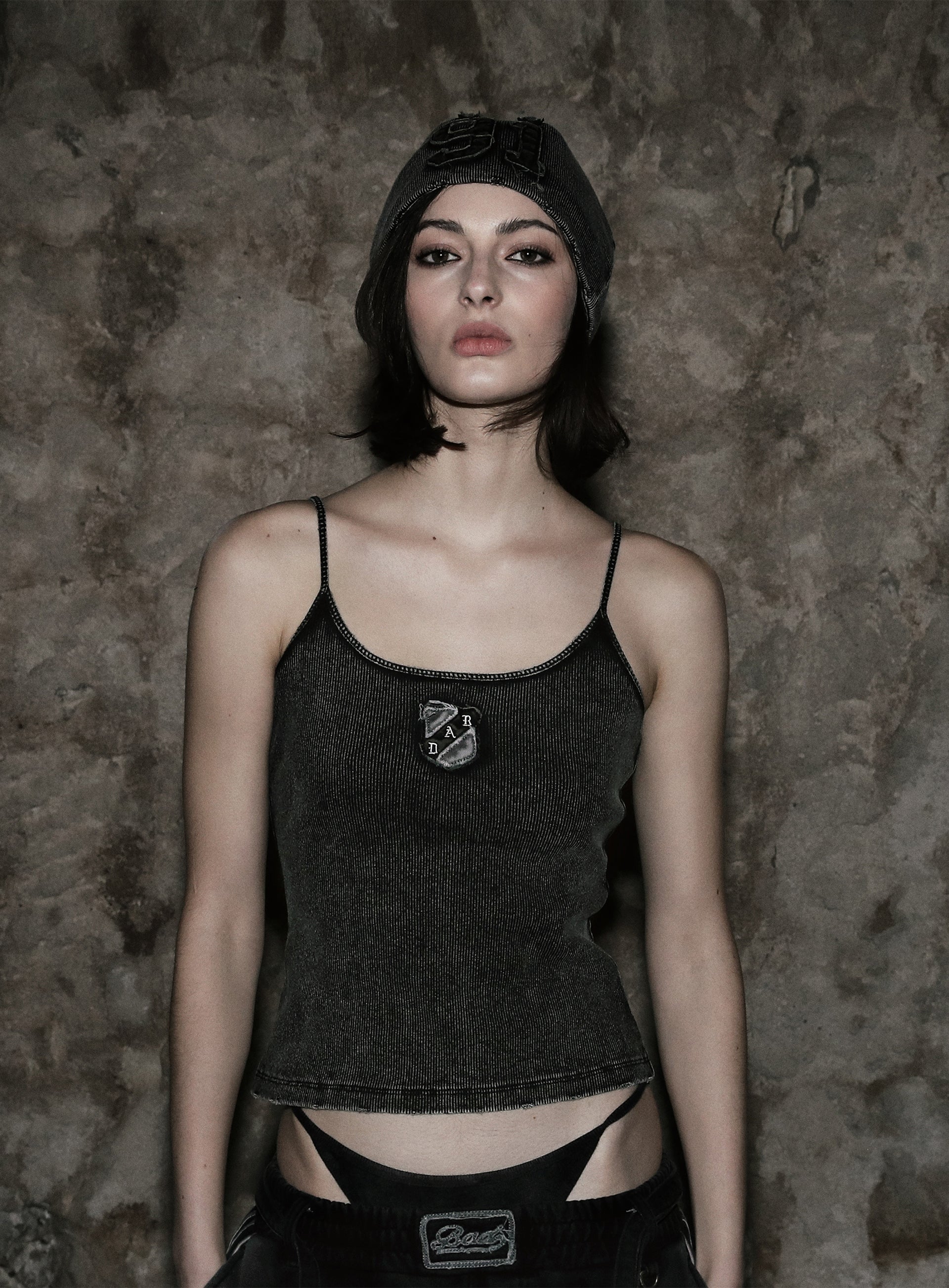 Badblood Rusty Denim String Tank Black