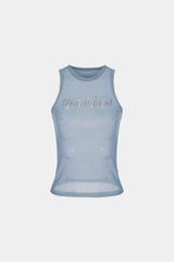 Badblood Galaxy Rhinestone Mesh Tank Slim Fit Dusty Blue