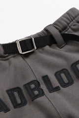 Badblood Leather Logo 2 Way Sweatpants Loose Fit Charcoal