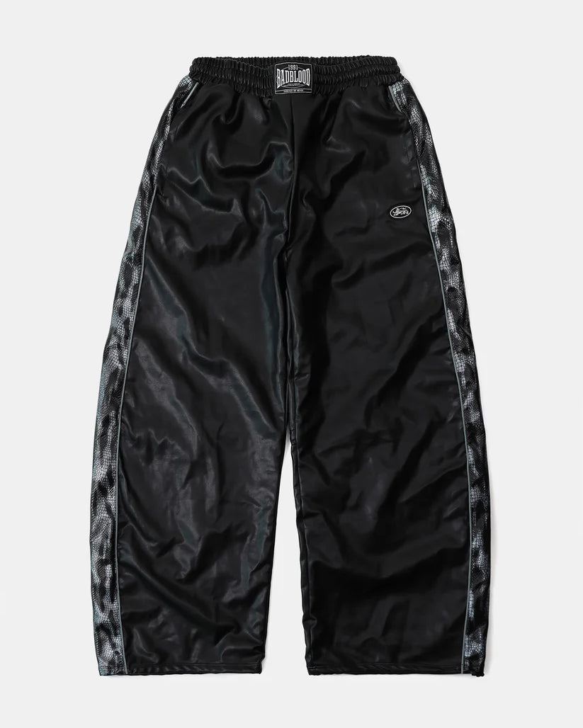 Badblood Contrast Leather Track Pants - Black Python