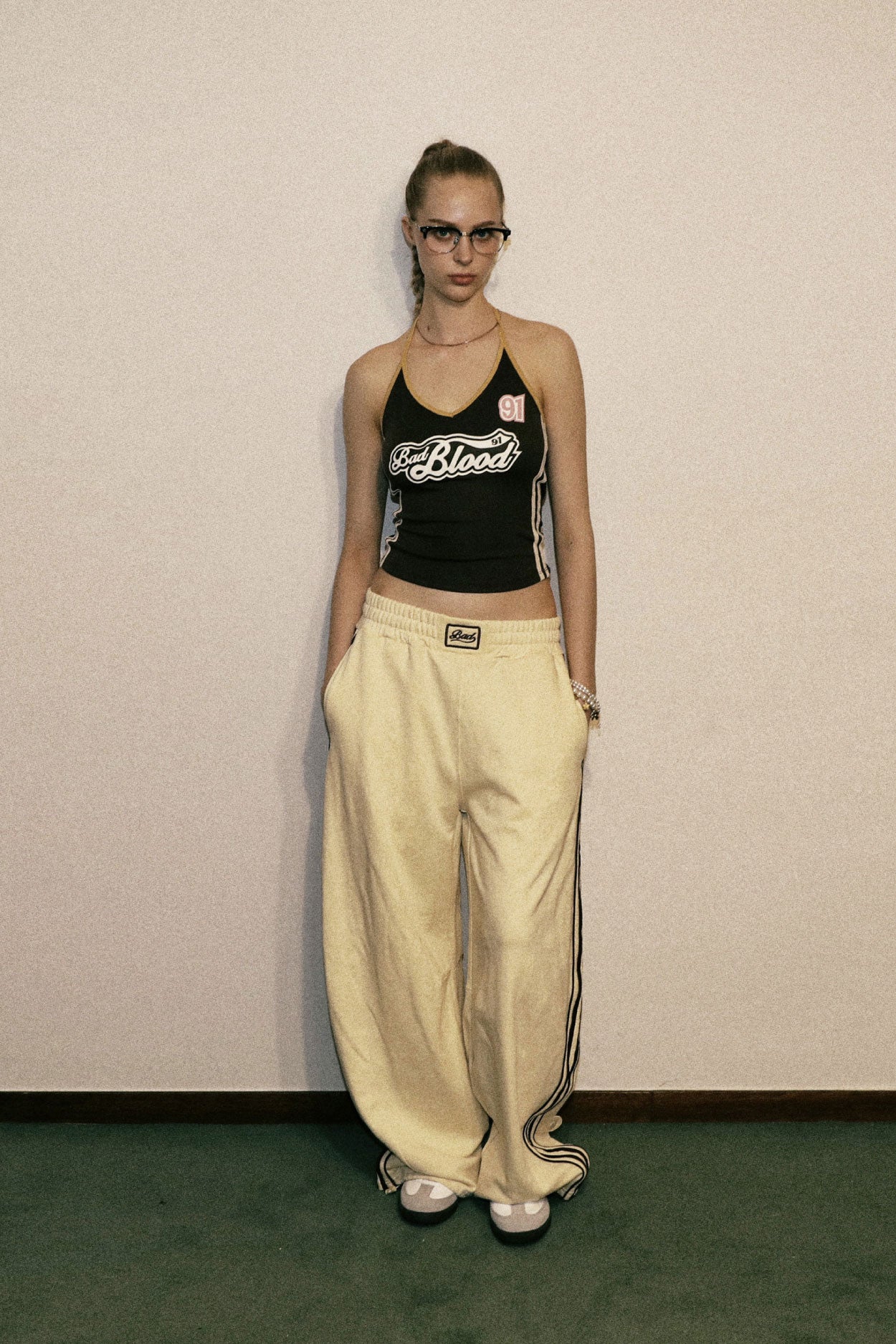 Badblood Billy 2 Way Curved Jogger Trousers Banana Milk