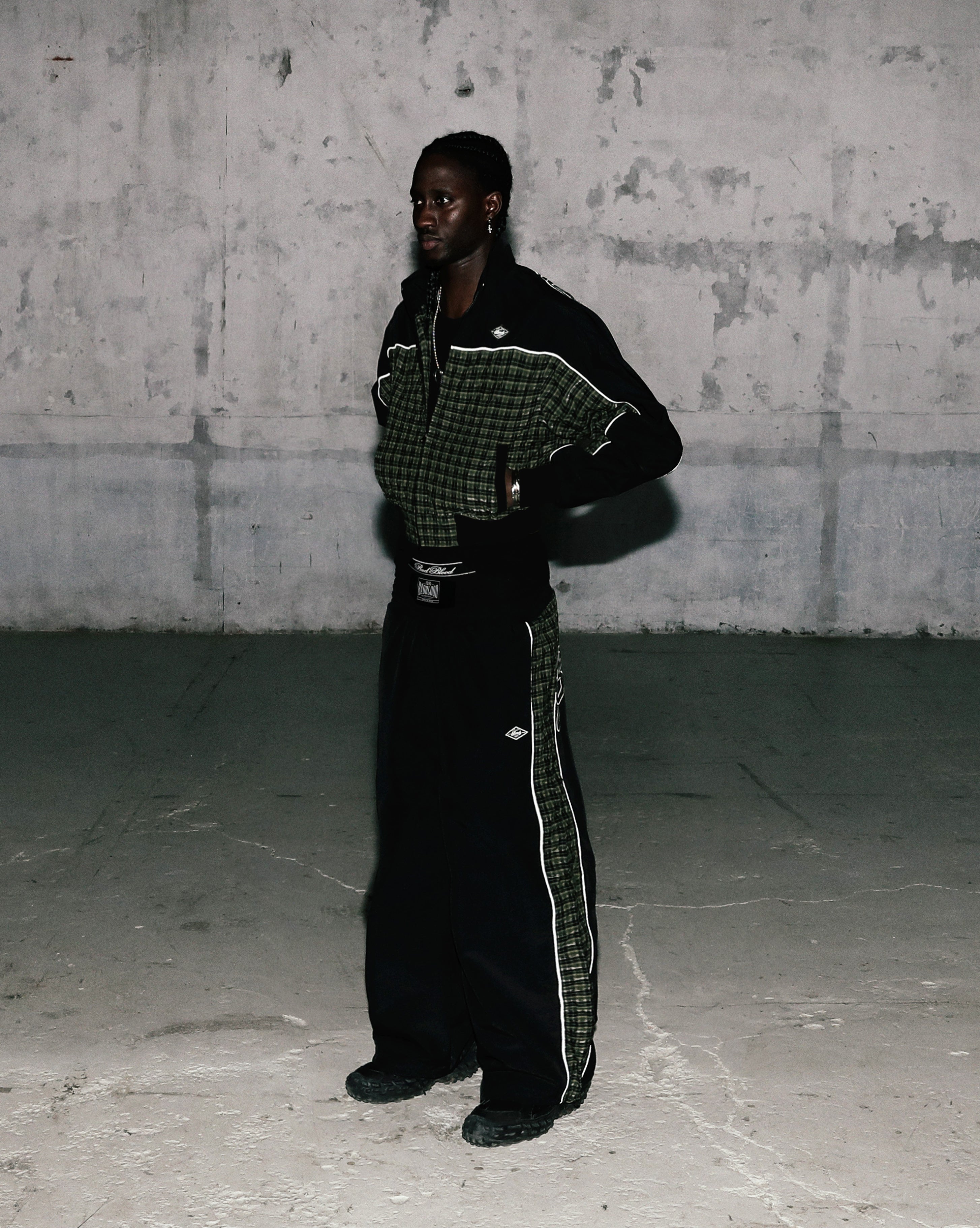 Badblood Contrast Check Track Pants Green