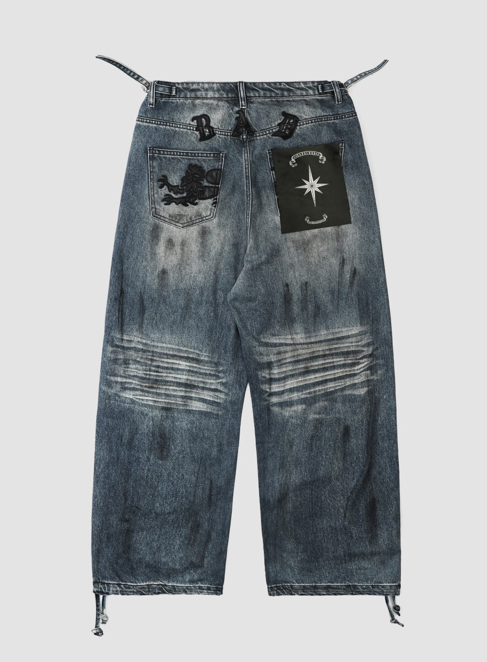 Badblood 0209 Hard Washed Exhaust Jeans - Mid Blue