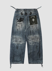 Badblood 0209 Hard Washed Exhaust Jeans - Mid Blue