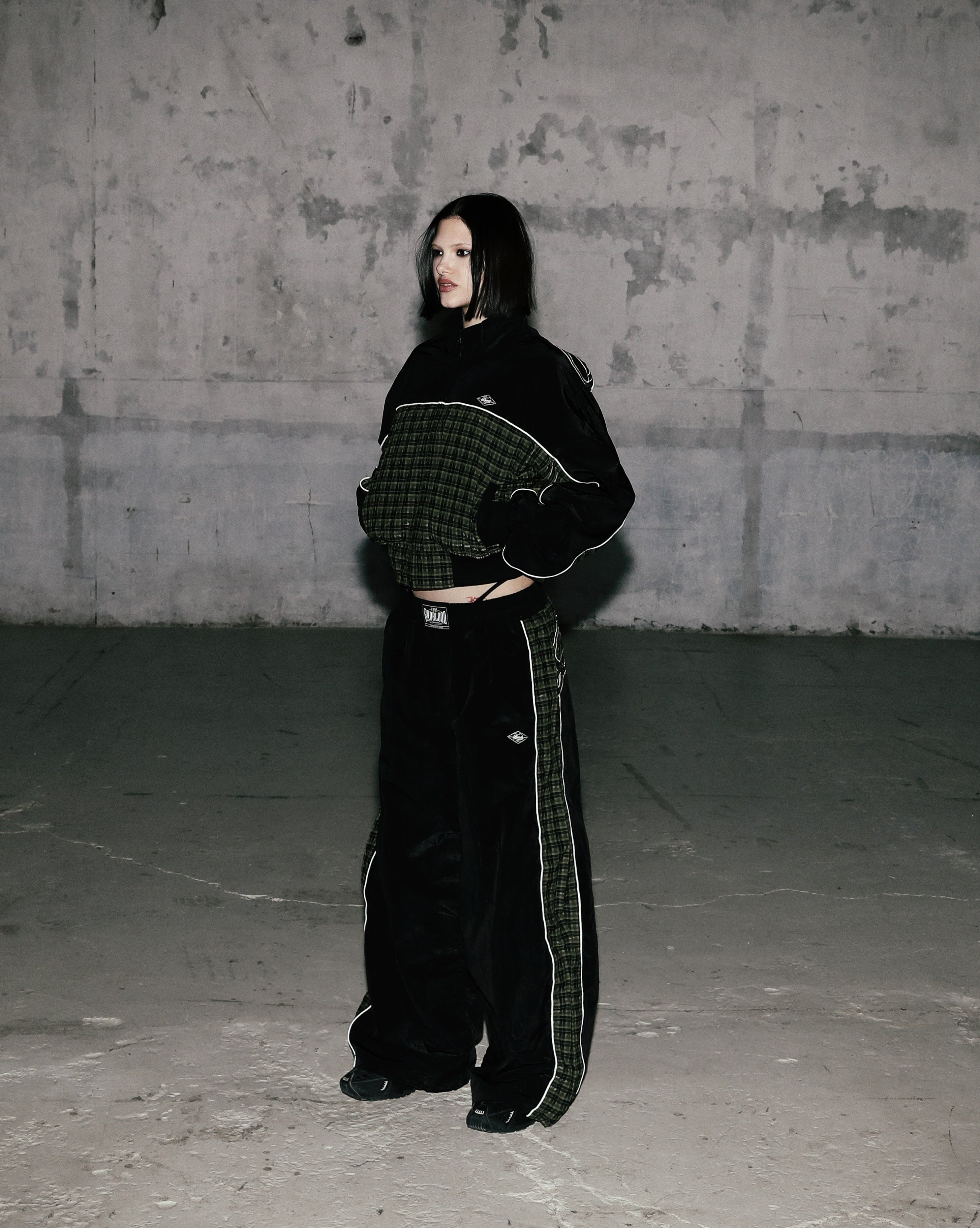 Badblood Contrast Check Track Pants Green