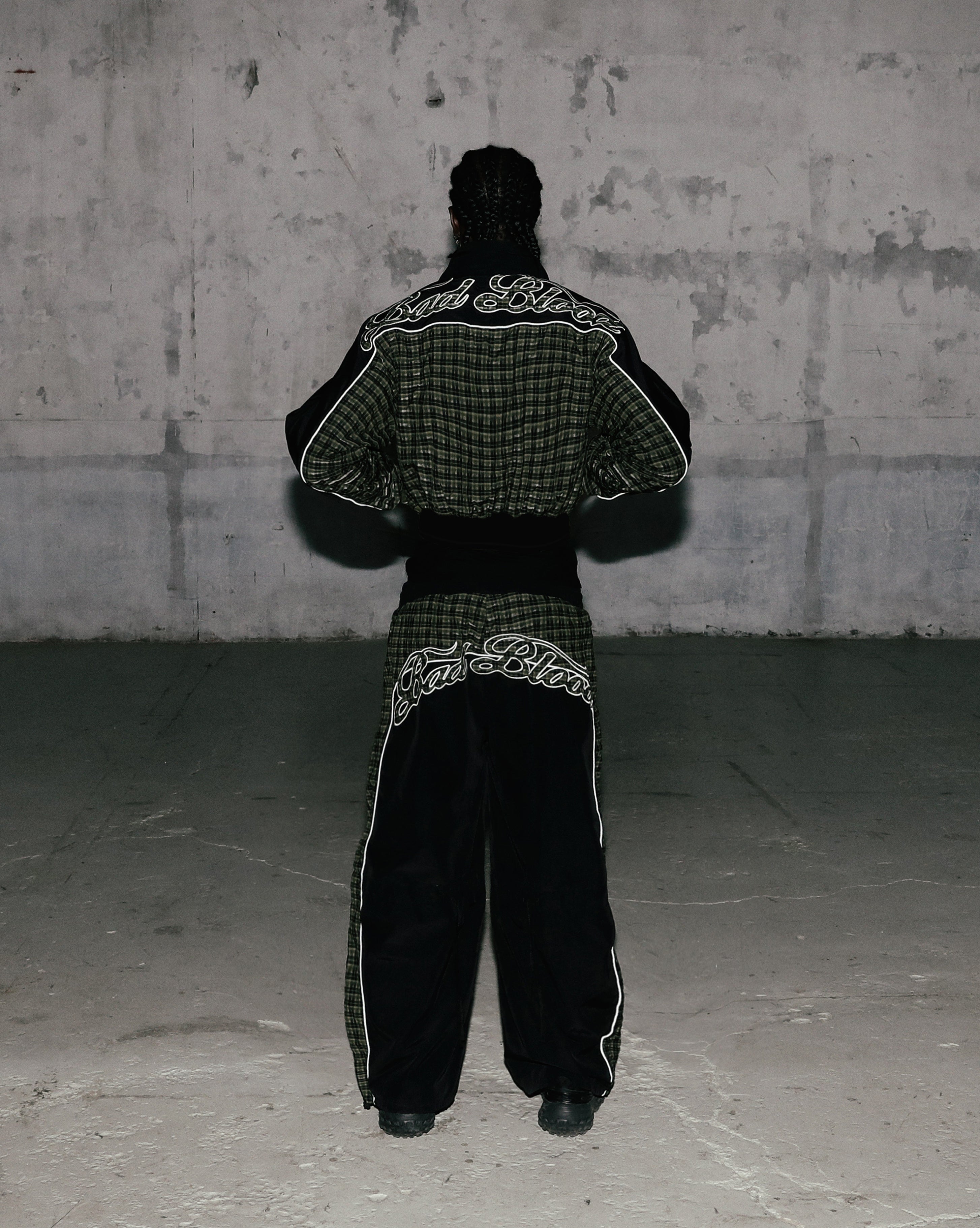 Badblood Contrast Check Track Pants Green