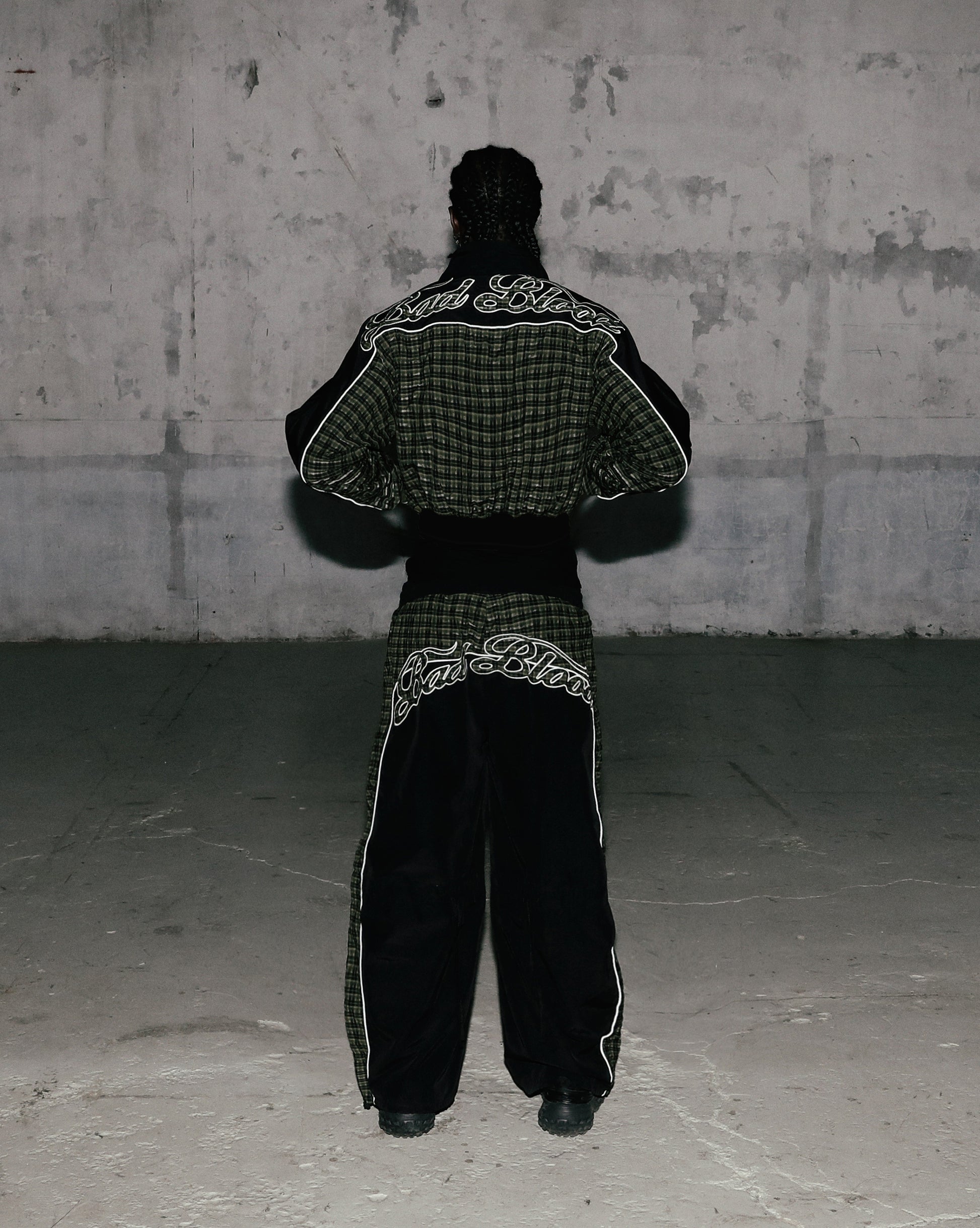 Badblood Contrast Check Track Pants Green