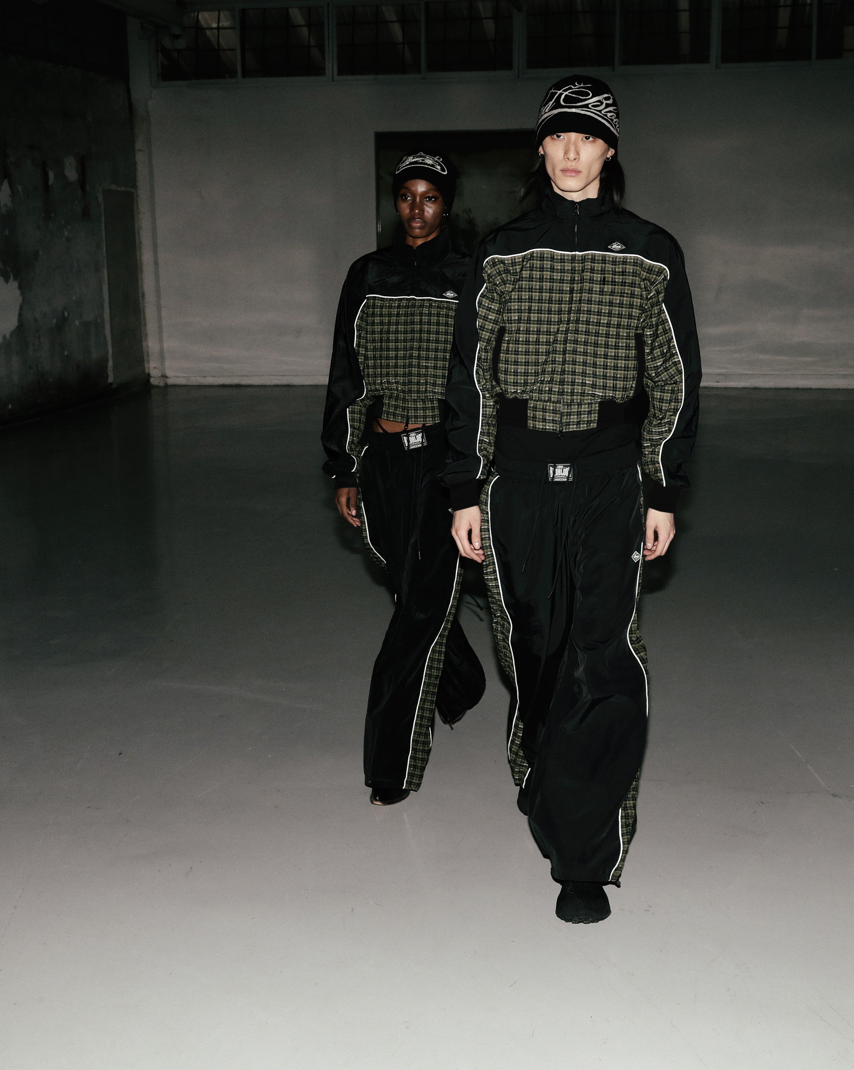 Badblood Contrast Check Track Pants Green