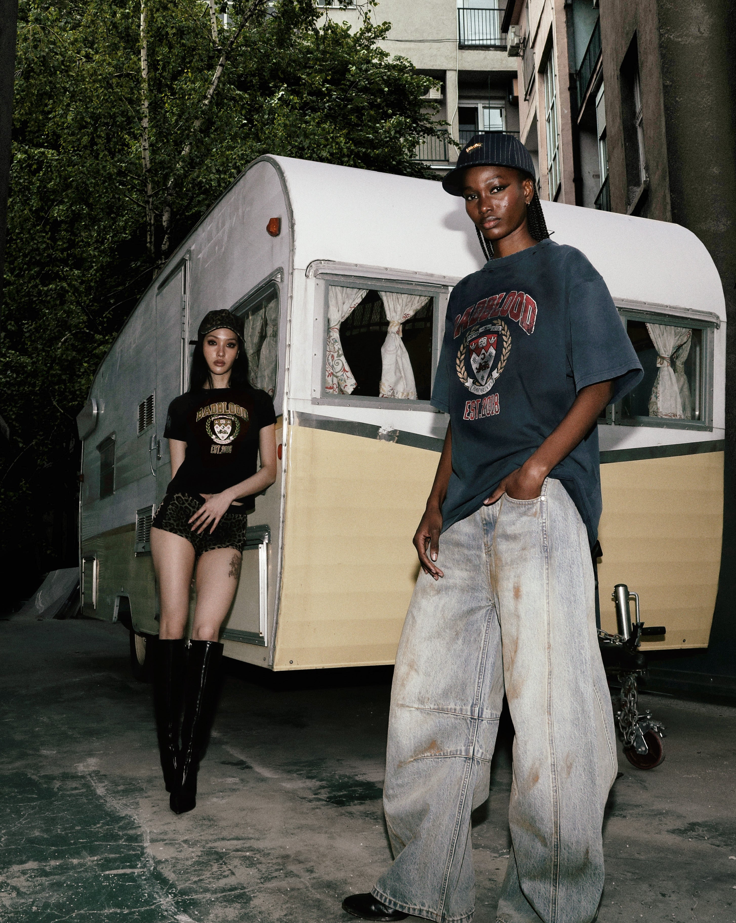 Badblood Workshop Print Distressed T-Shirt Black
