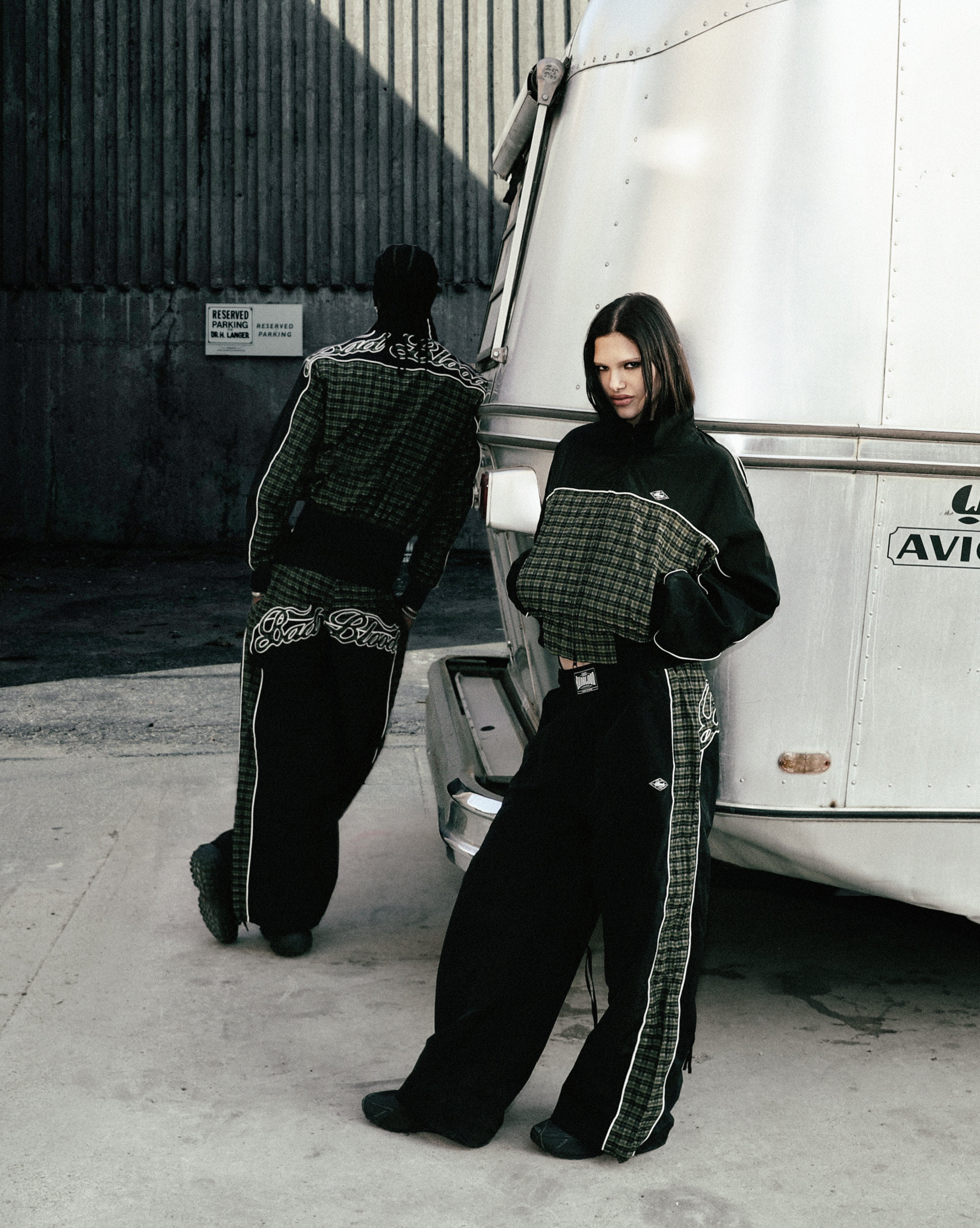 Badblood Contrast Check Track Pants Green