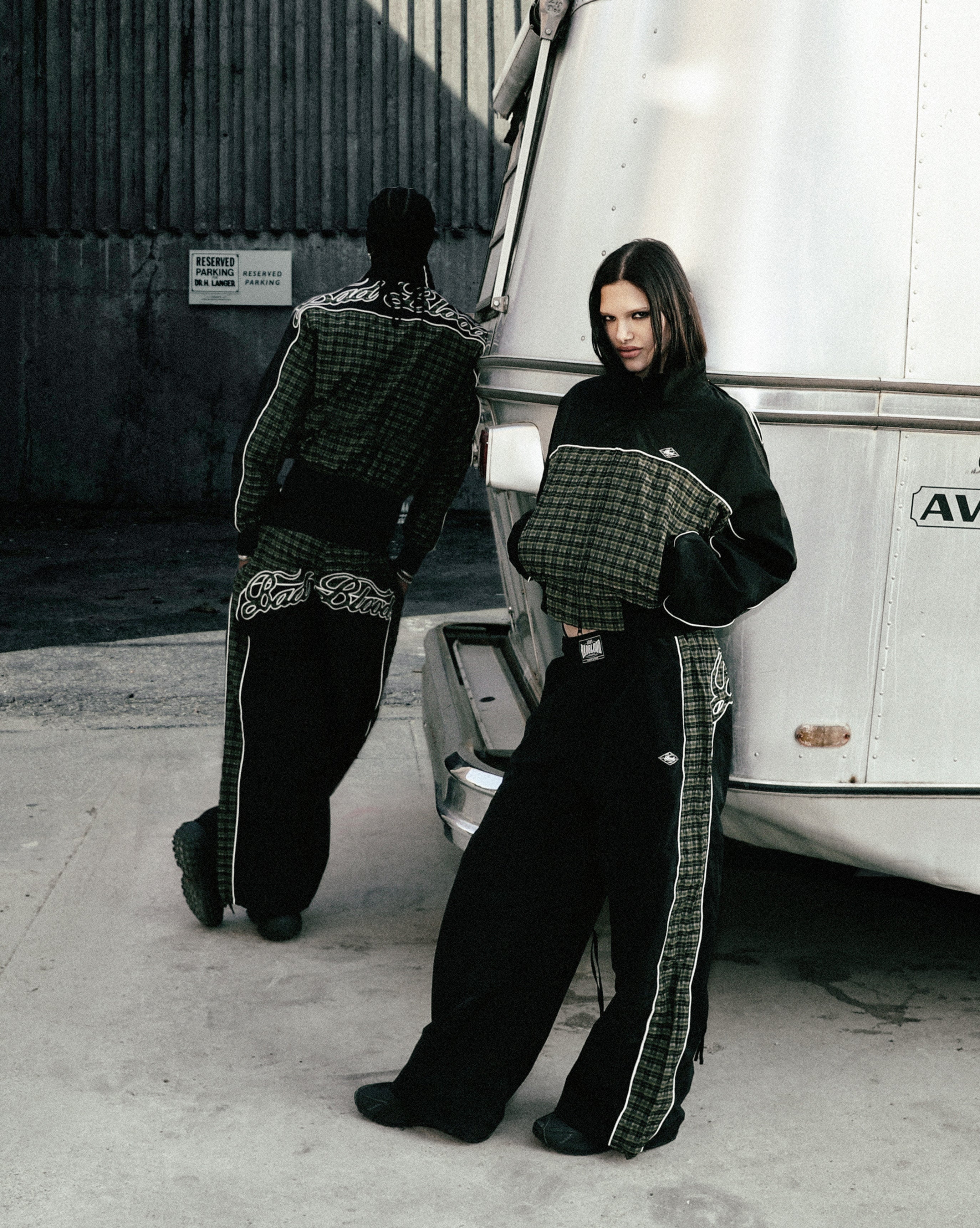 Badblood Contrast Check Track Pants Green