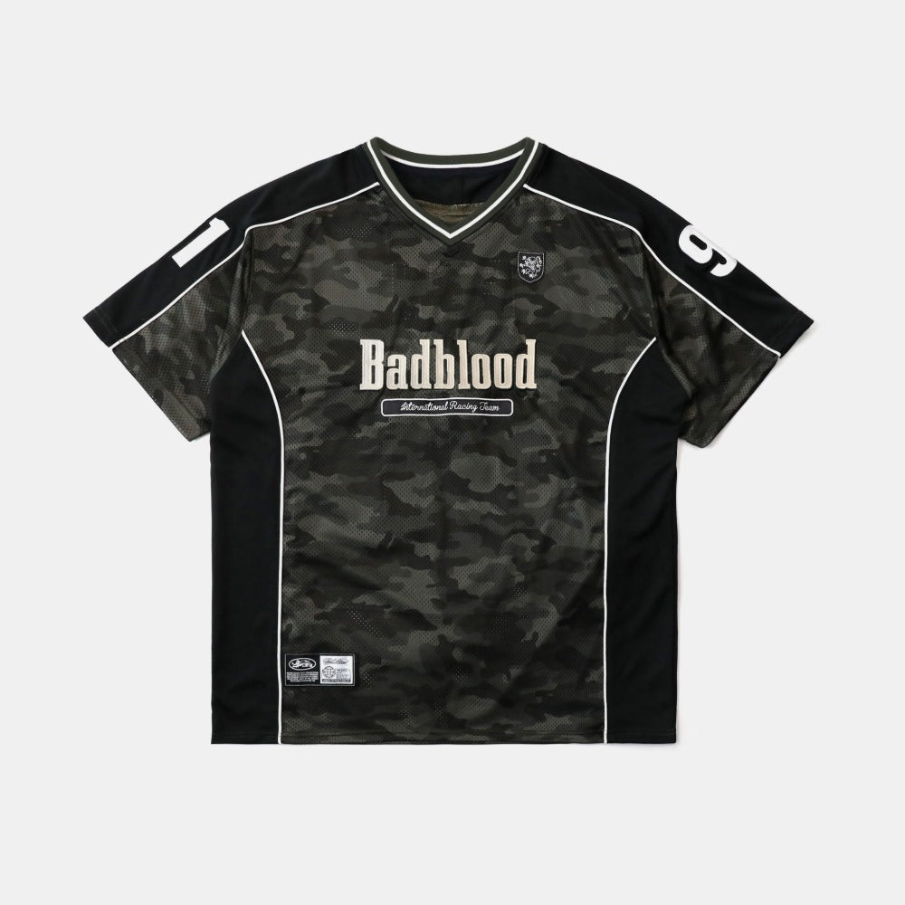 Badblood FON V-Neck Jersey Short Sleeve Green Camo