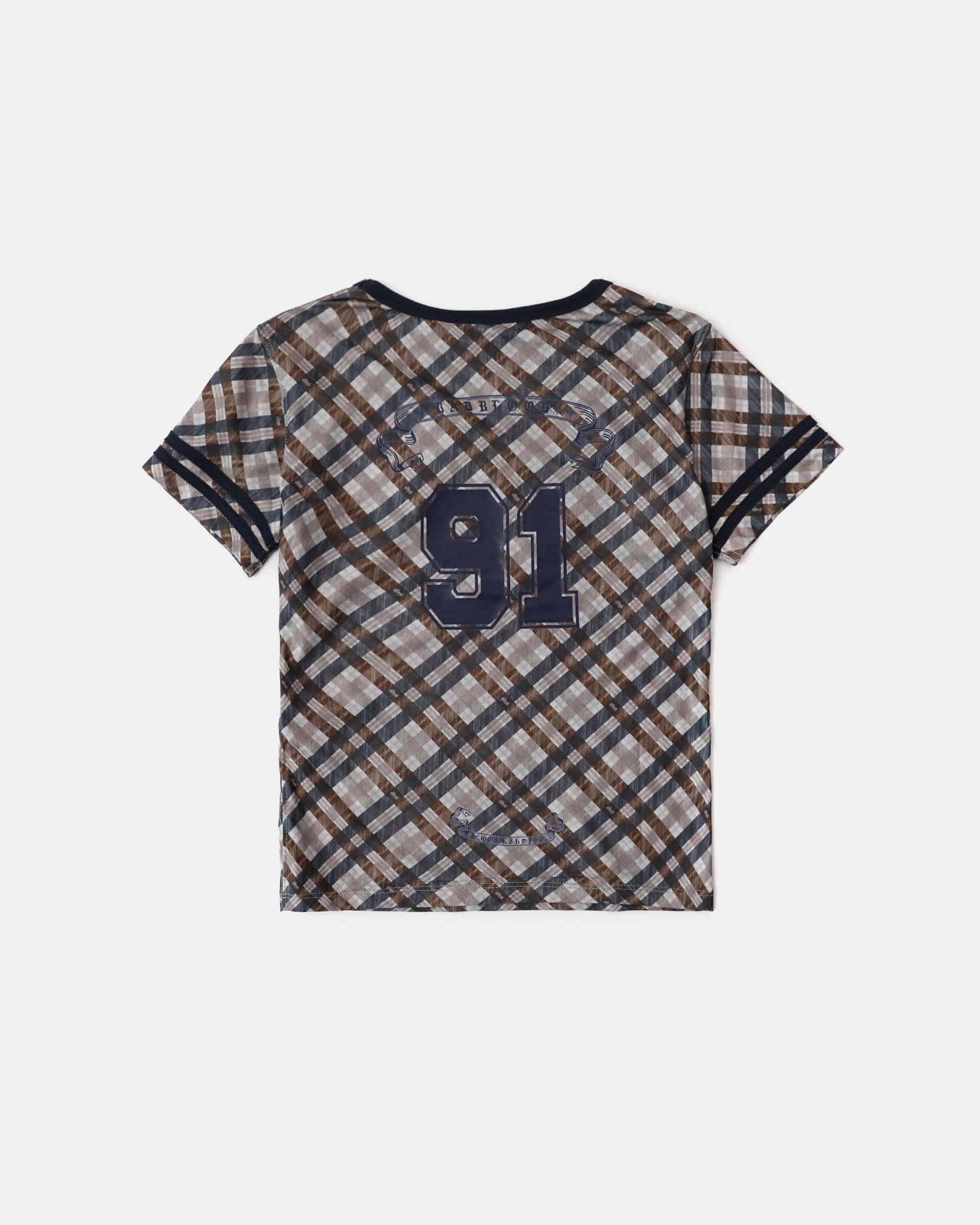 Badblood 91 V-neck Jersey T-shirt Beige Check