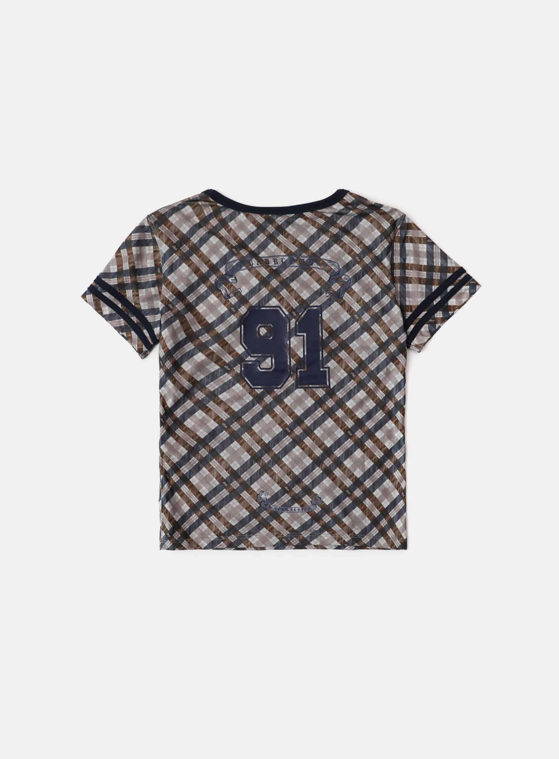 Badblood 91 V-neck Jersey T-shirt Beige Check