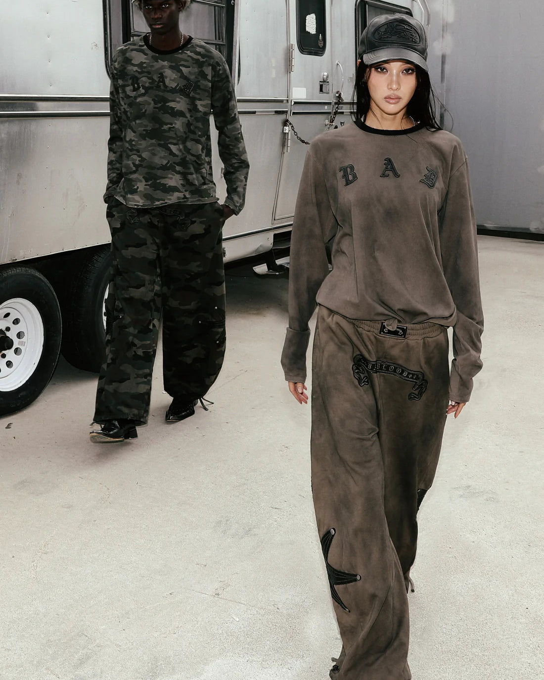 Badblood Cosmo Patch 2-Way Curved Jogger Trousers - Tobacco