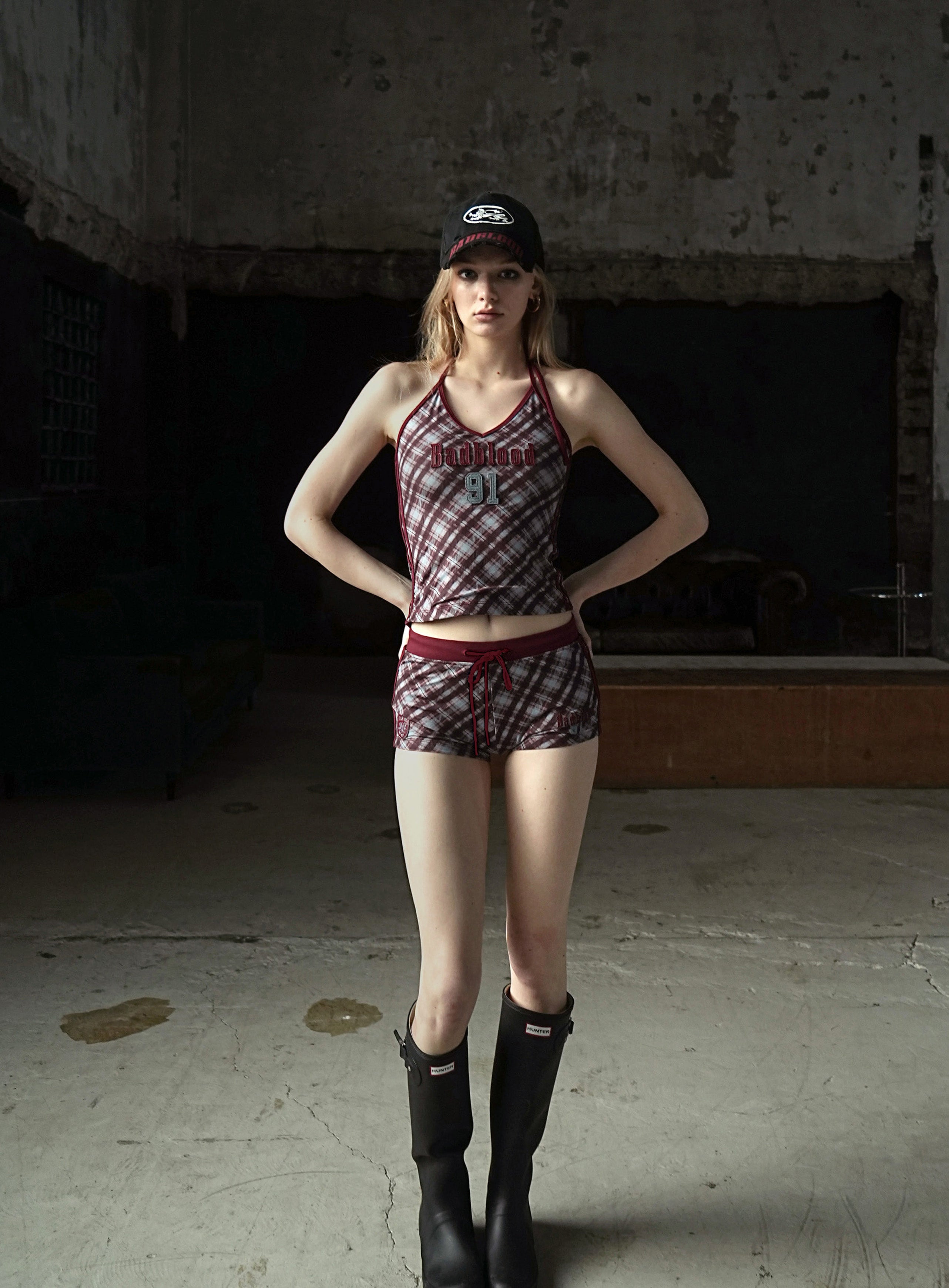 Badblood  Vintage Club Boy Shorts - Checked Red