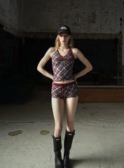 Badblood  Vintage Club Boy Shorts - Checked Red