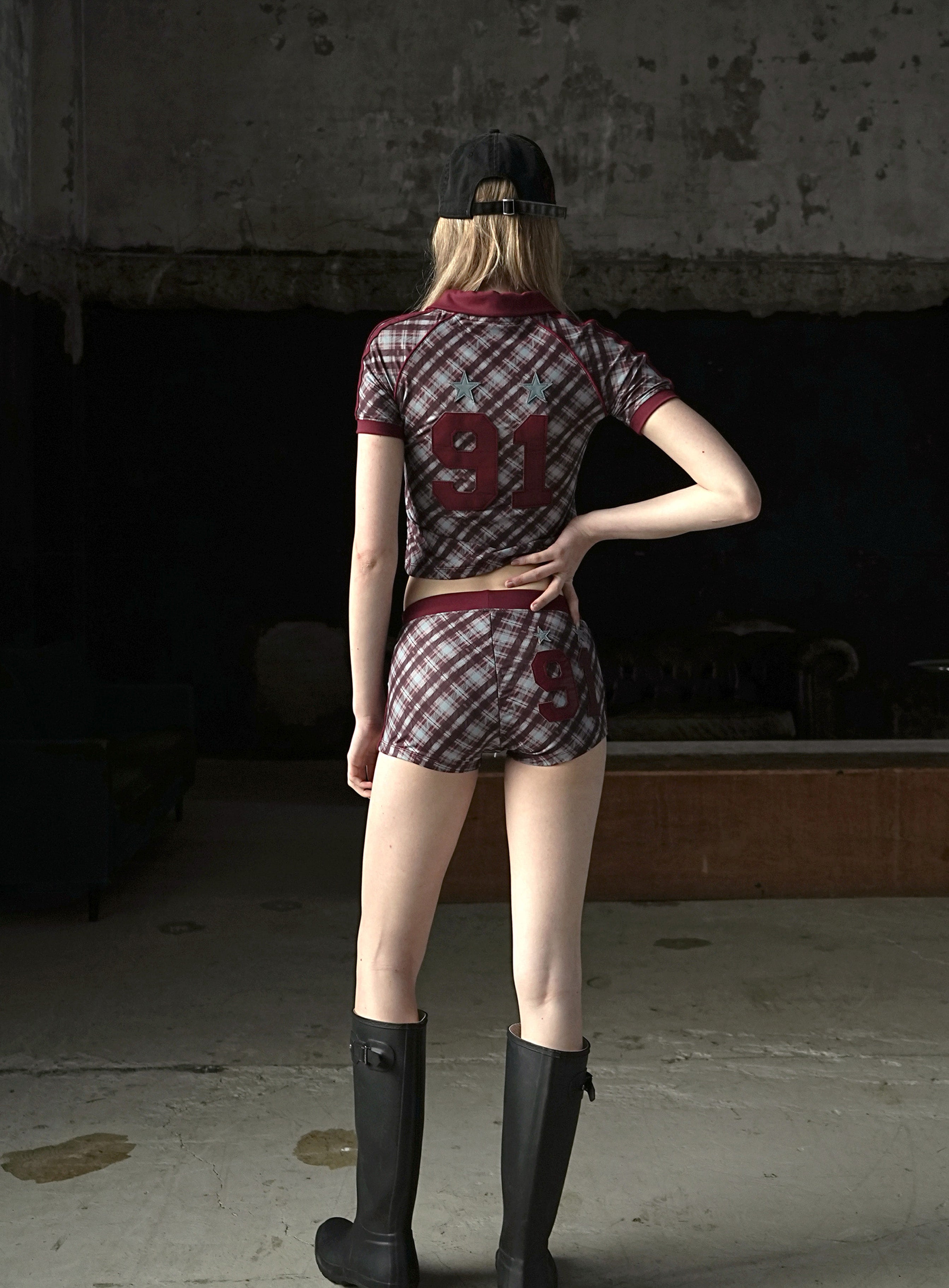 Badblood  Vintage Club Boy Shorts - Checked Red