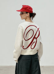 Badblood Classic Big Logo Crewneck Sweater - Cream