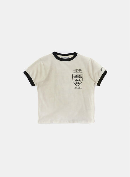 【BADBLOOD】Mystic Oval Logo Jersey Ringer T-Shirt Badblood Mystic Shield Print Ringer T-Shirt - Cream – BBGSHOPHK