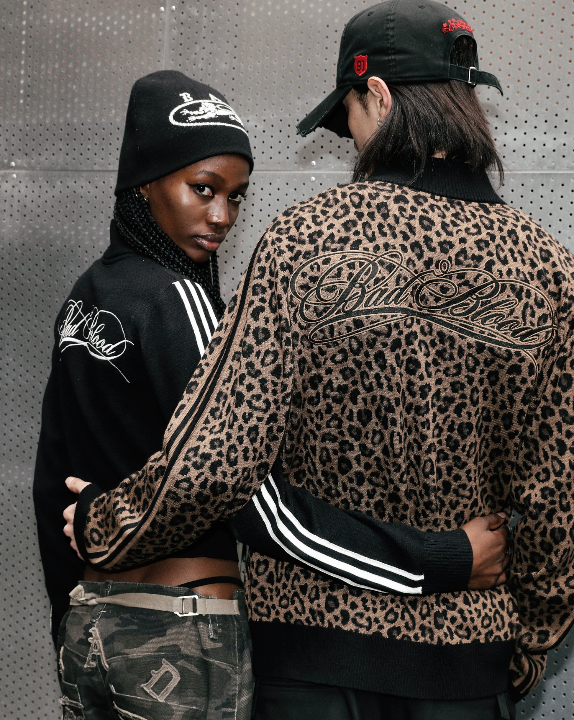 Badblood Dark Classic Knit Track Zip-Up Leopard