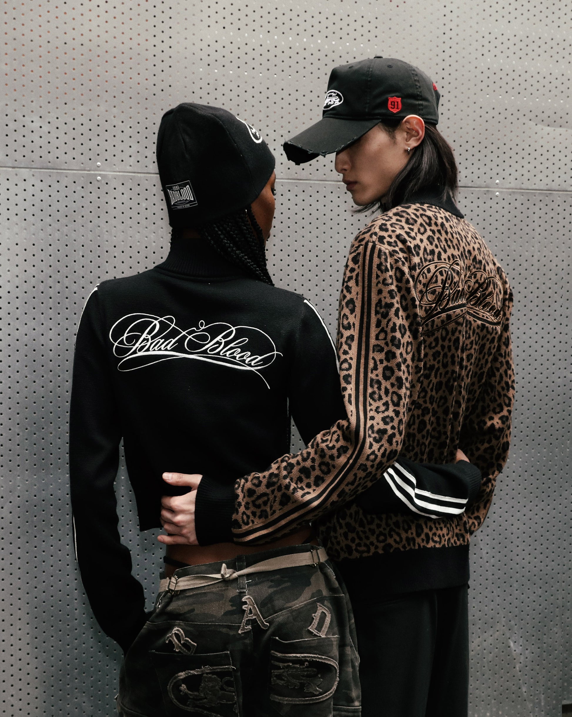 Badblood Dark Classic Knit Track Zip-Up Leopard