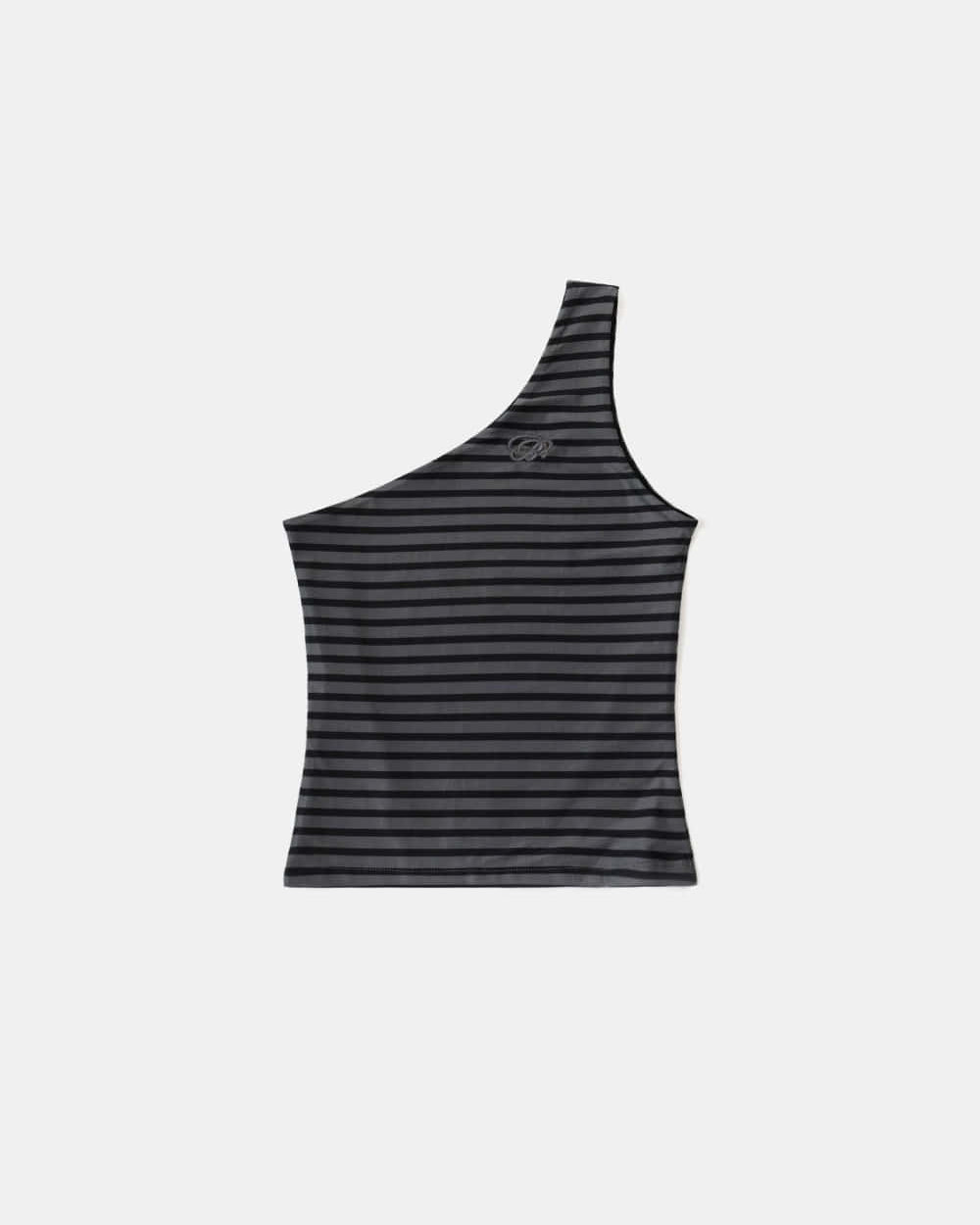 Badblood Striped One Shoulder Tank - Charcoal/Black