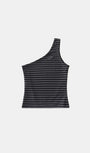 Badblood Striped One Shoulder Tank - Charcoal/Black