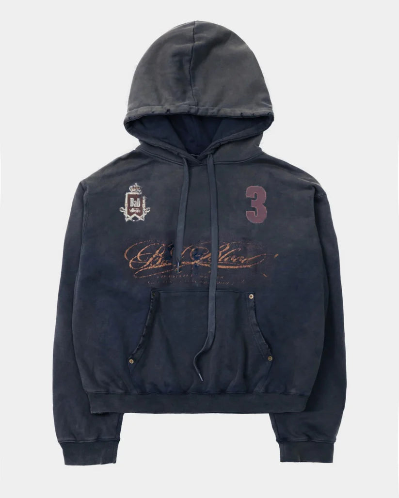 Badblood Royal Classic Distressed Hoodie - Navy