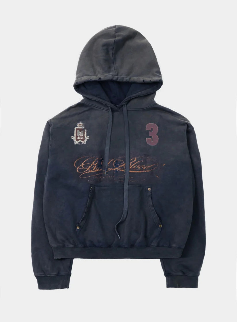 Badblood Royal Classic Distressed Hoodie - Navy
