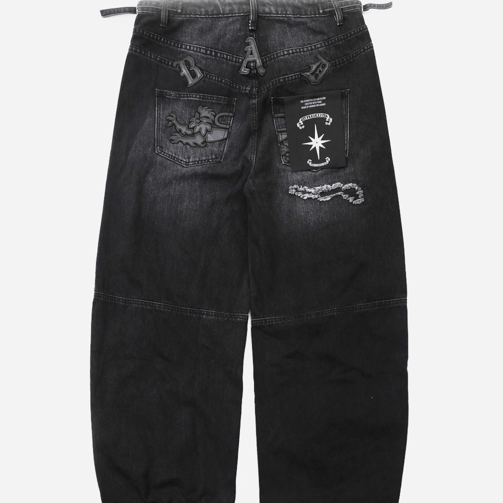Badblood 0309 Fallout Convex Denim Pants - Black