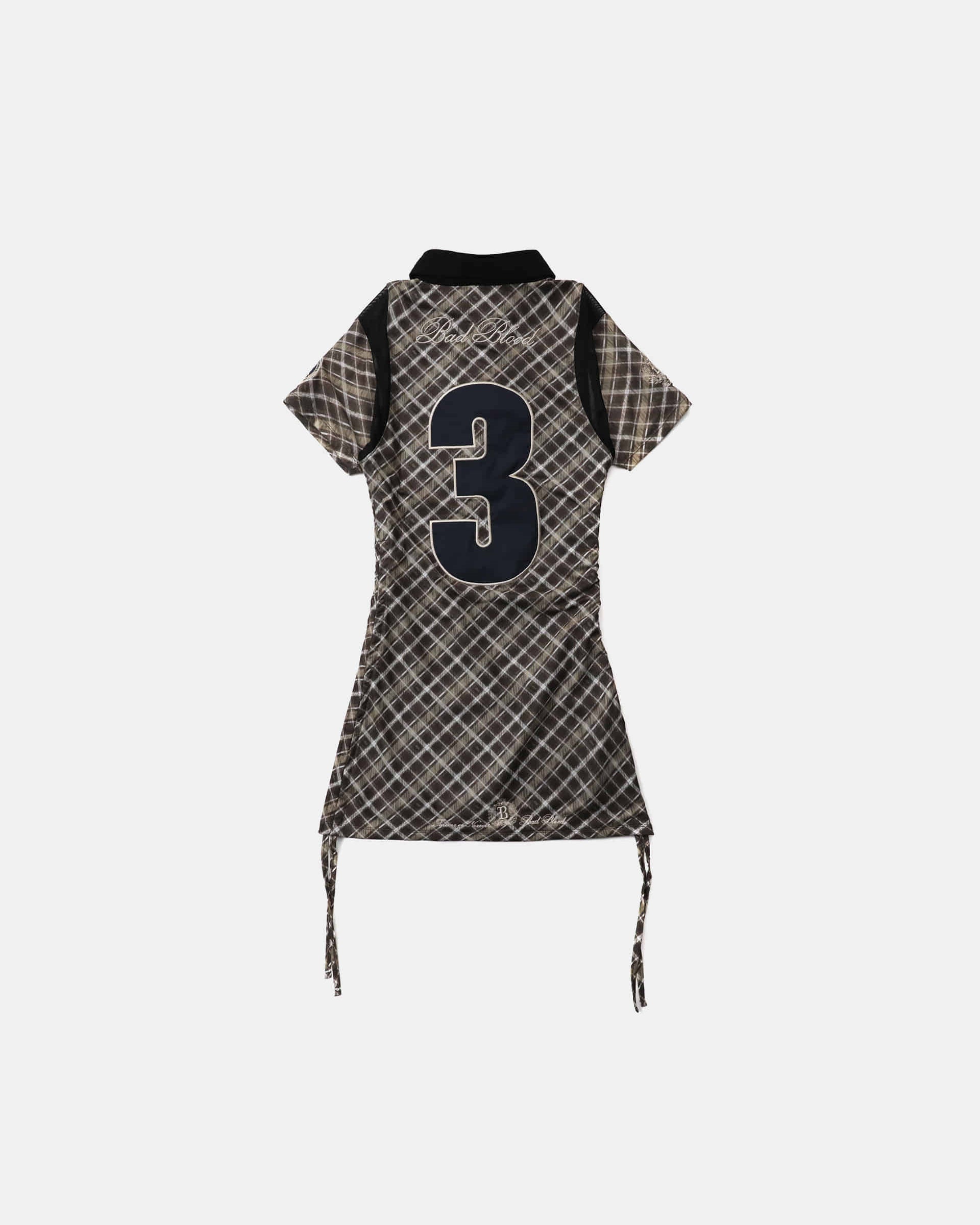 Badblood Vintage Club Polo Mini Dress Check Brown