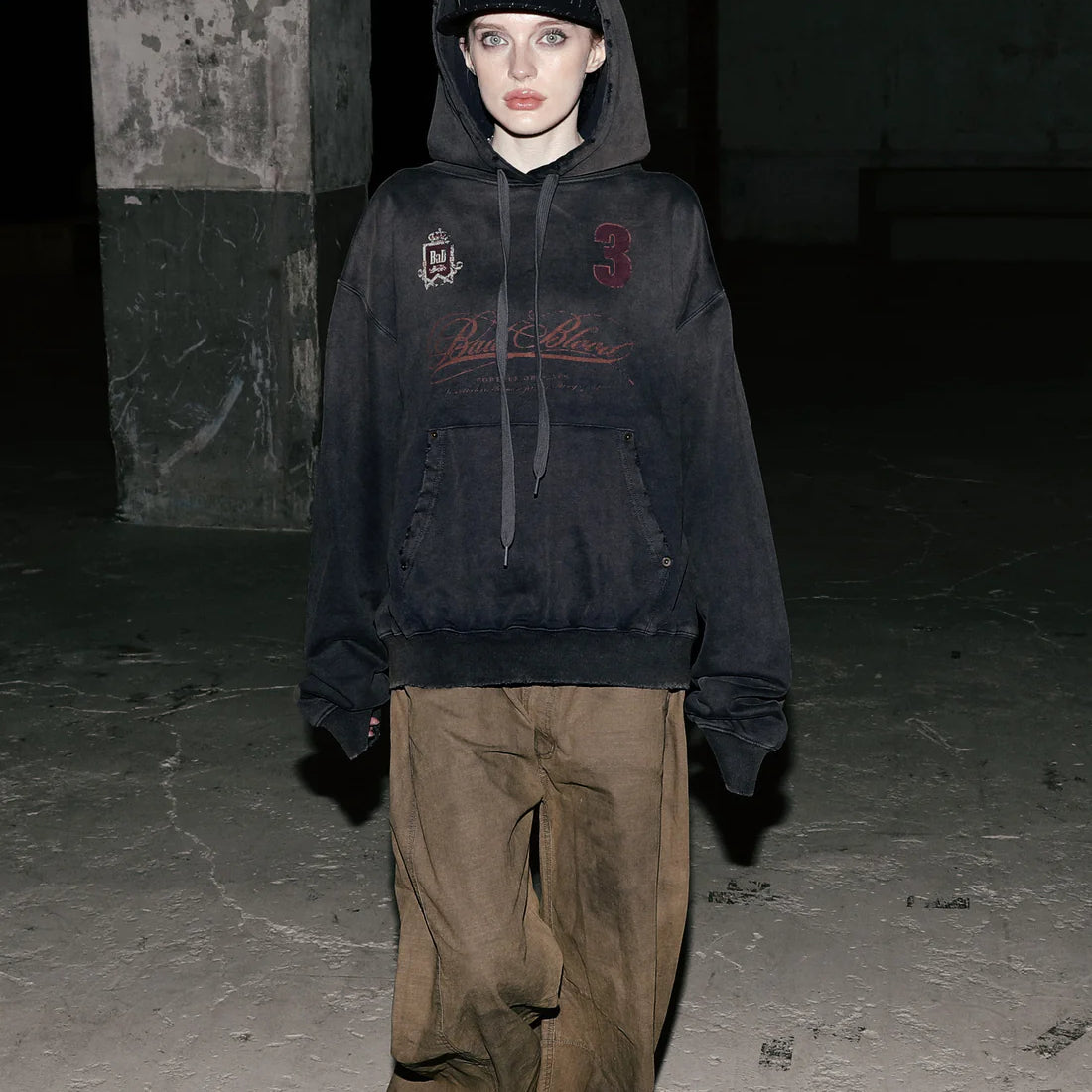 Badblood Royal Classic Distressed Hoodie - Navy