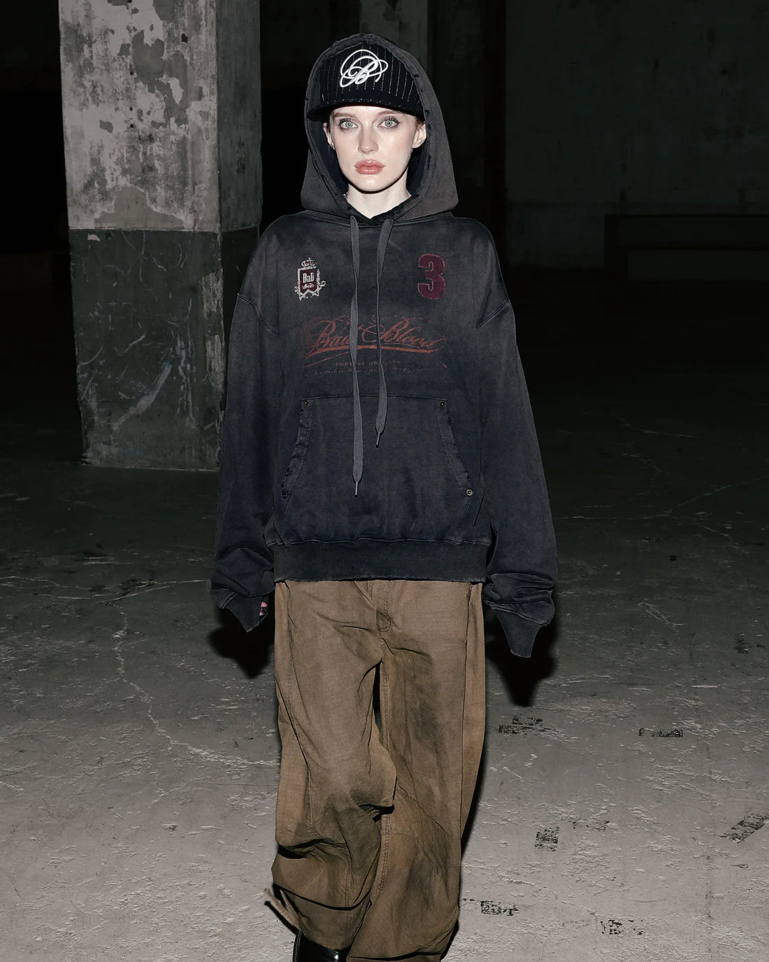 Badblood Royal Classic Distressed Hoodie - Navy