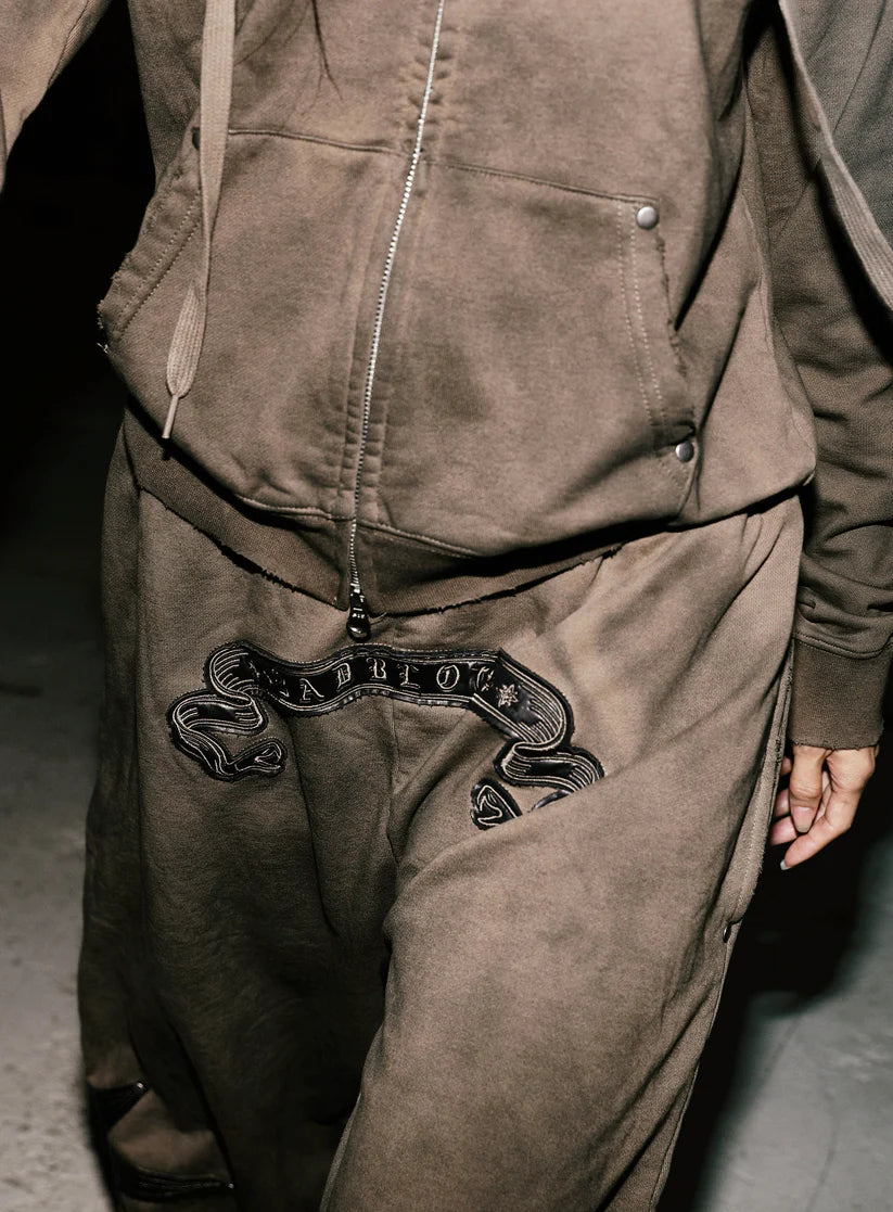 Badblood Cosmo Patch 2-Way Curved Jogger Trousers - Tobacco