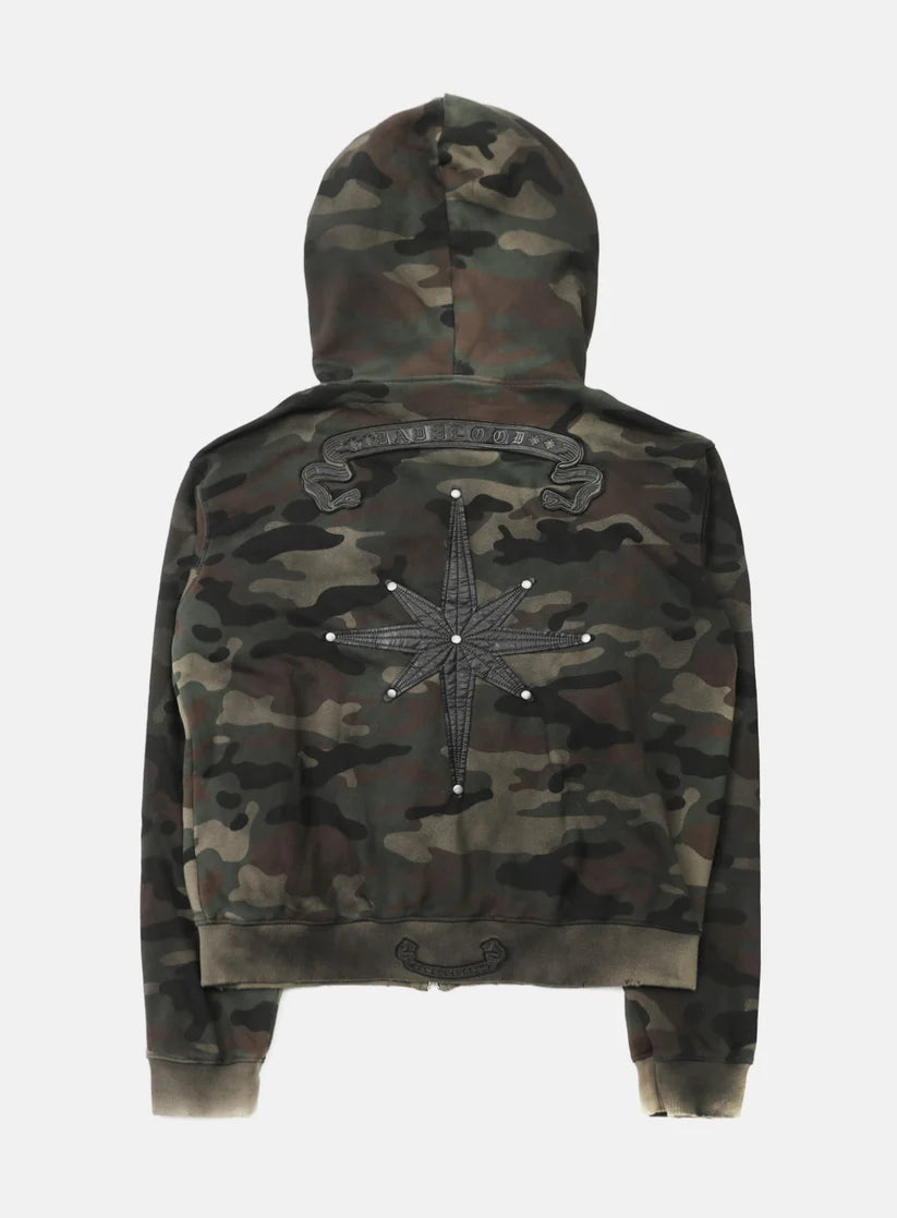 Badblood Cosmo Patch Hooded Zip-Up - Green Camo