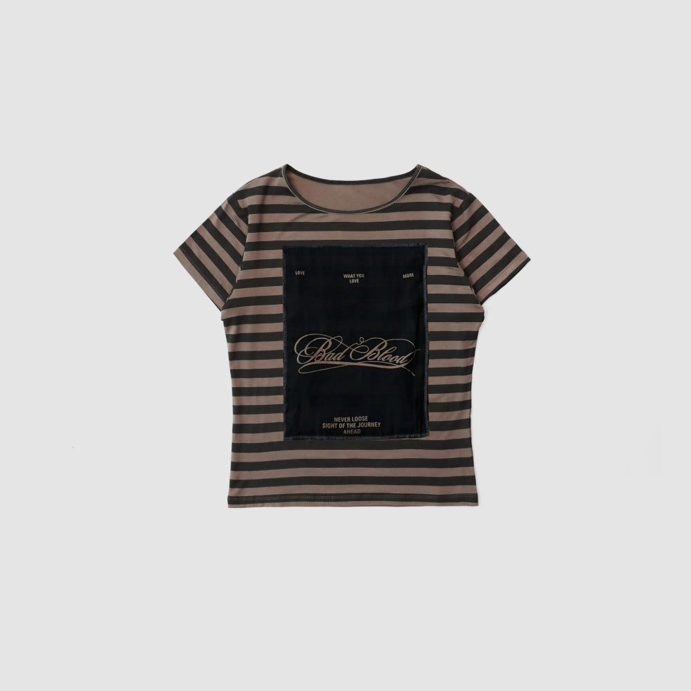 Badblood Dark Classic Stripe T-Shirt - Tobacco/Brown