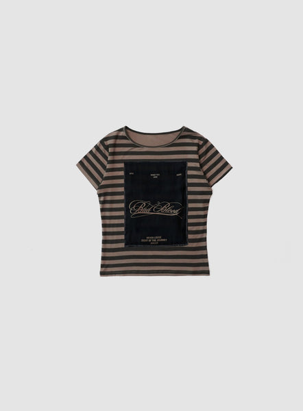 ★BADBLOOD★ Dark Classic Stripe T-Shirt Tobacco Brown Badblood Dark Classic Stripe T-Shirt - Tobacco/Brown – BBGSHOPHK