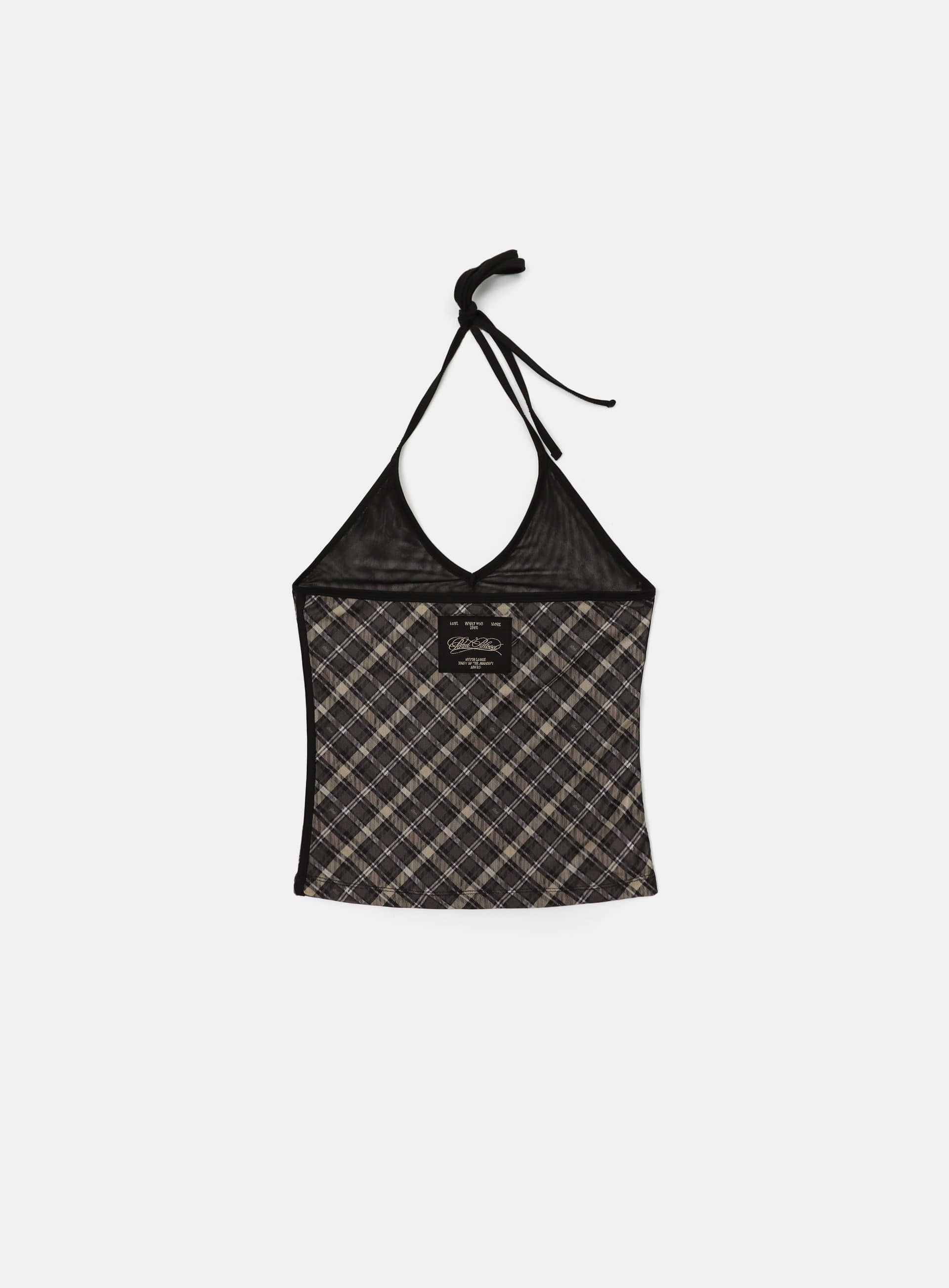 Badblood Vintage Club Halter Tank Check Brown