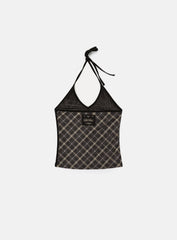 Badblood Vintage Club Halter Tank Check Brown