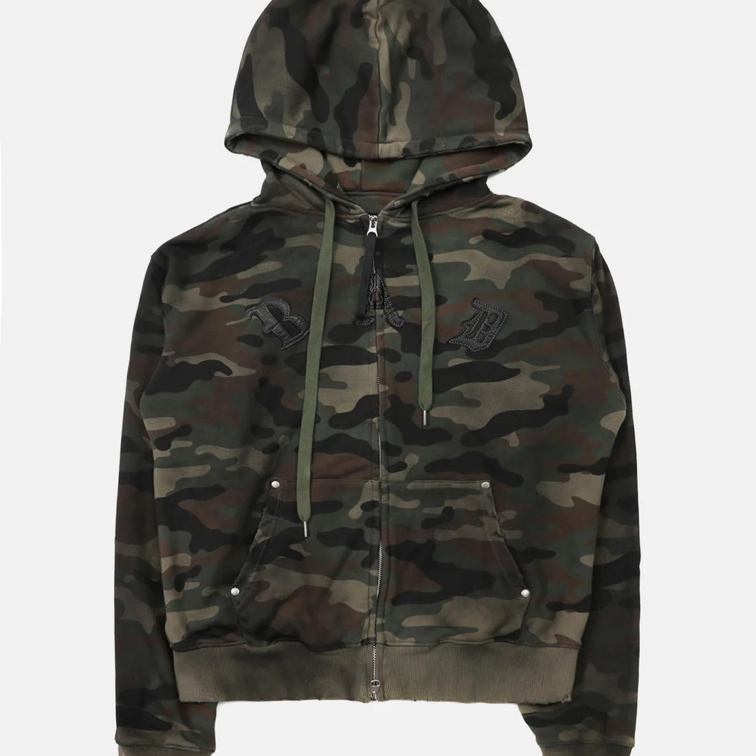 Badblood Cosmo Patch Hooded Zip-Up - Green Camo