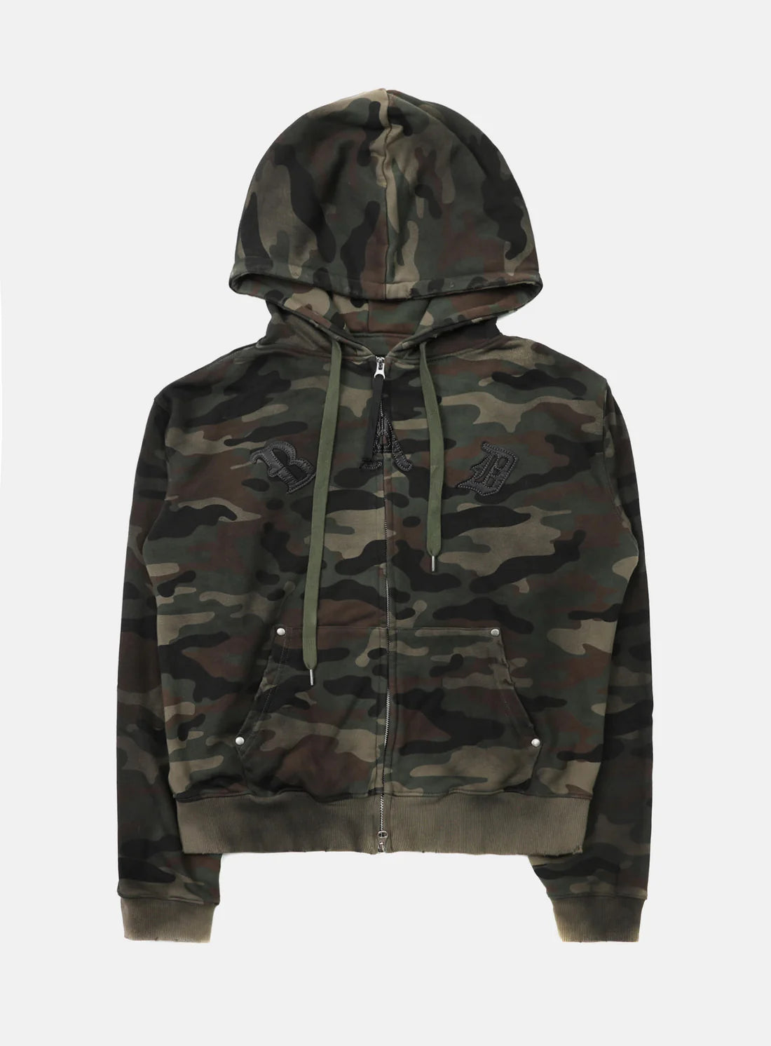 Badblood Cosmo Patch Hooded Zip-Up - Green Camo