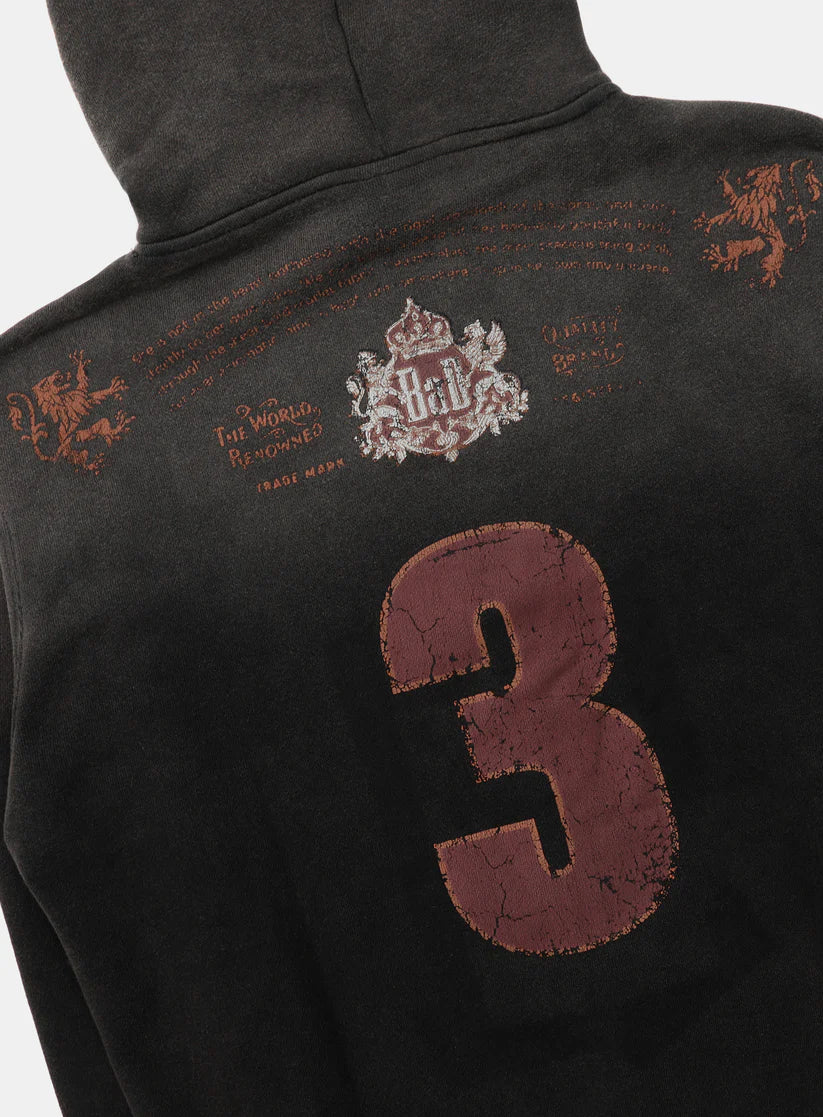 Badblood Royal Classic Distressed Hooded Zip-Up - Black