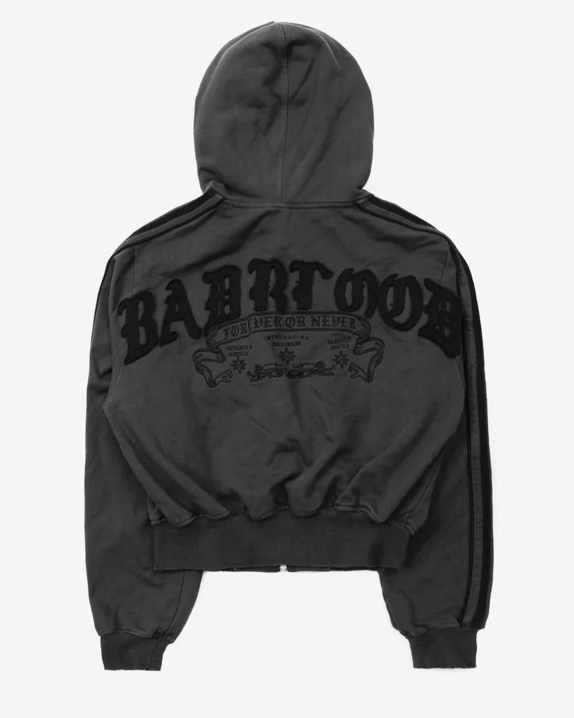 Badblood Billy Washed Hooded Zip-Up - Charcoal
