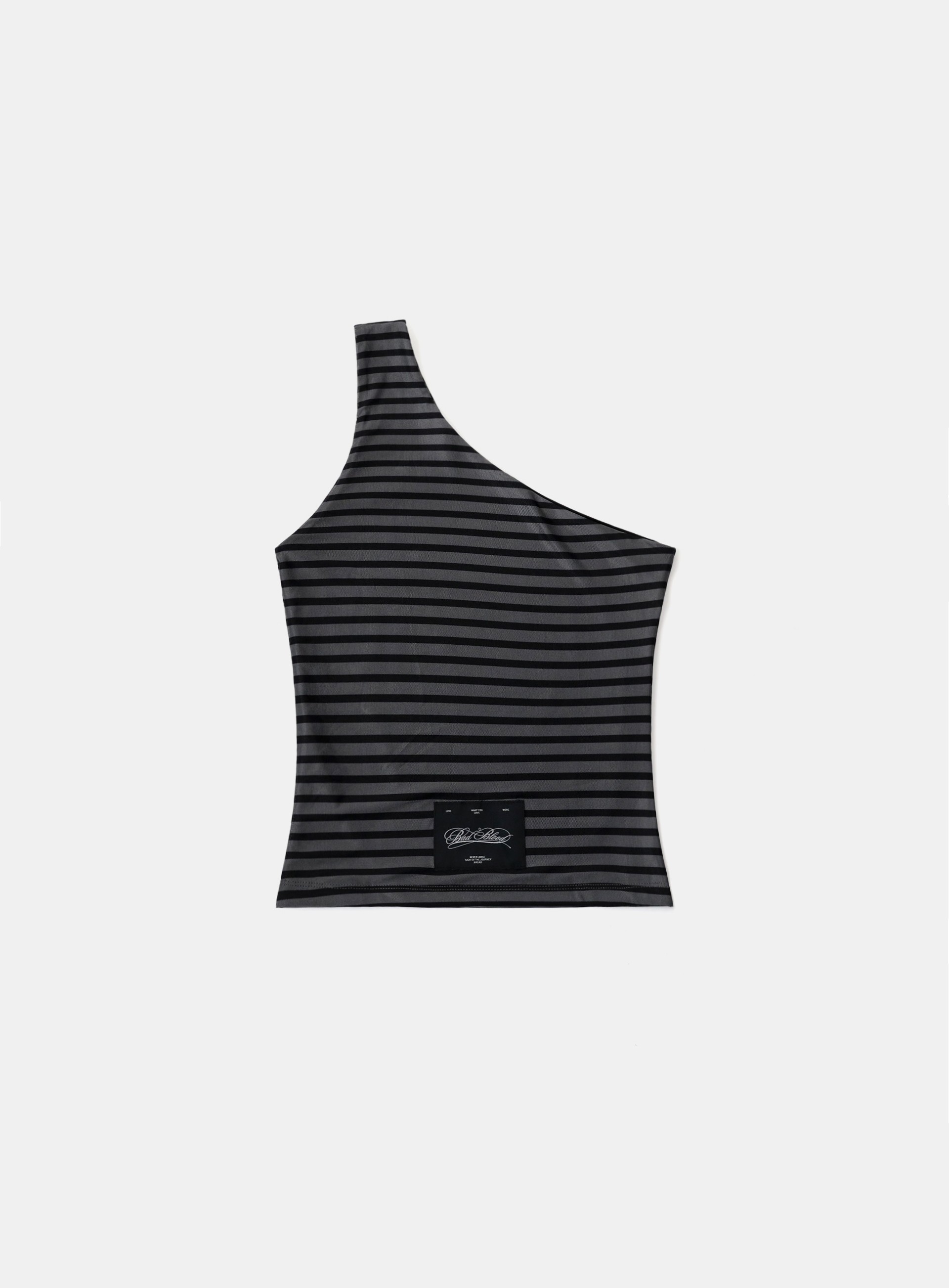 Badblood Striped One Shoulder Tank - Charcoal/Black
