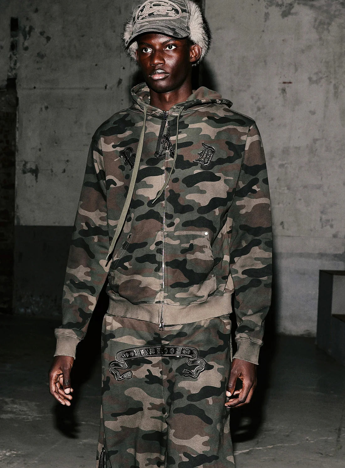 Badblood Cosmo Patch Hooded Zip-Up - Green Camo