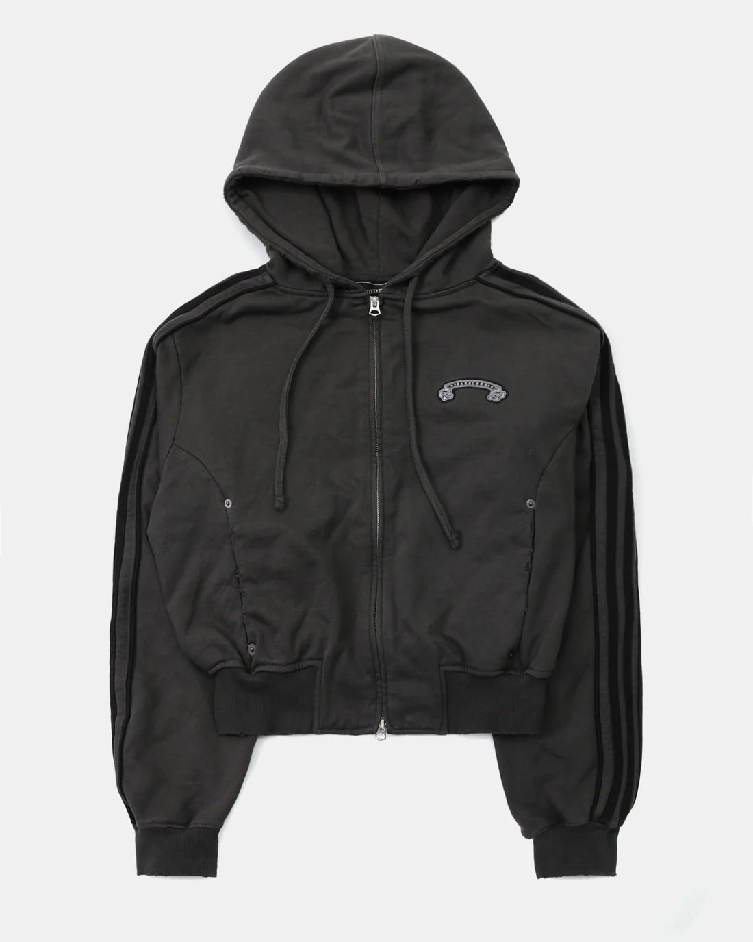 Badblood Billy Washed Hooded Zip-Up - Charcoal