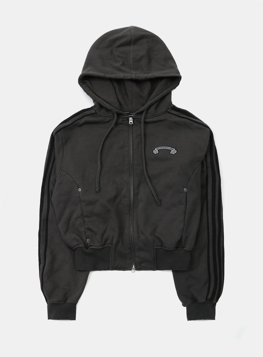 Badblood Billy Washed Hooded Zip-Up - Charcoal