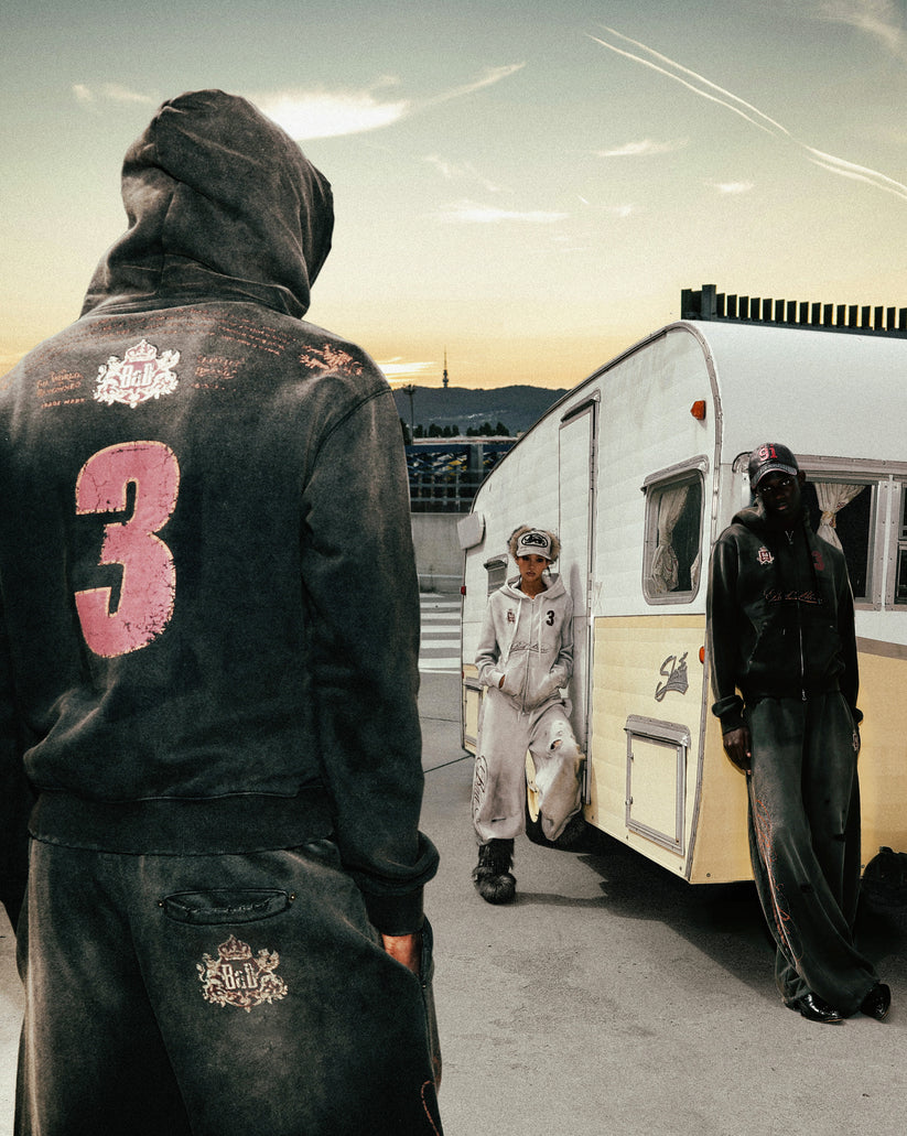 Badblood Royal Classic Distressed Hooded Zip-Up - White