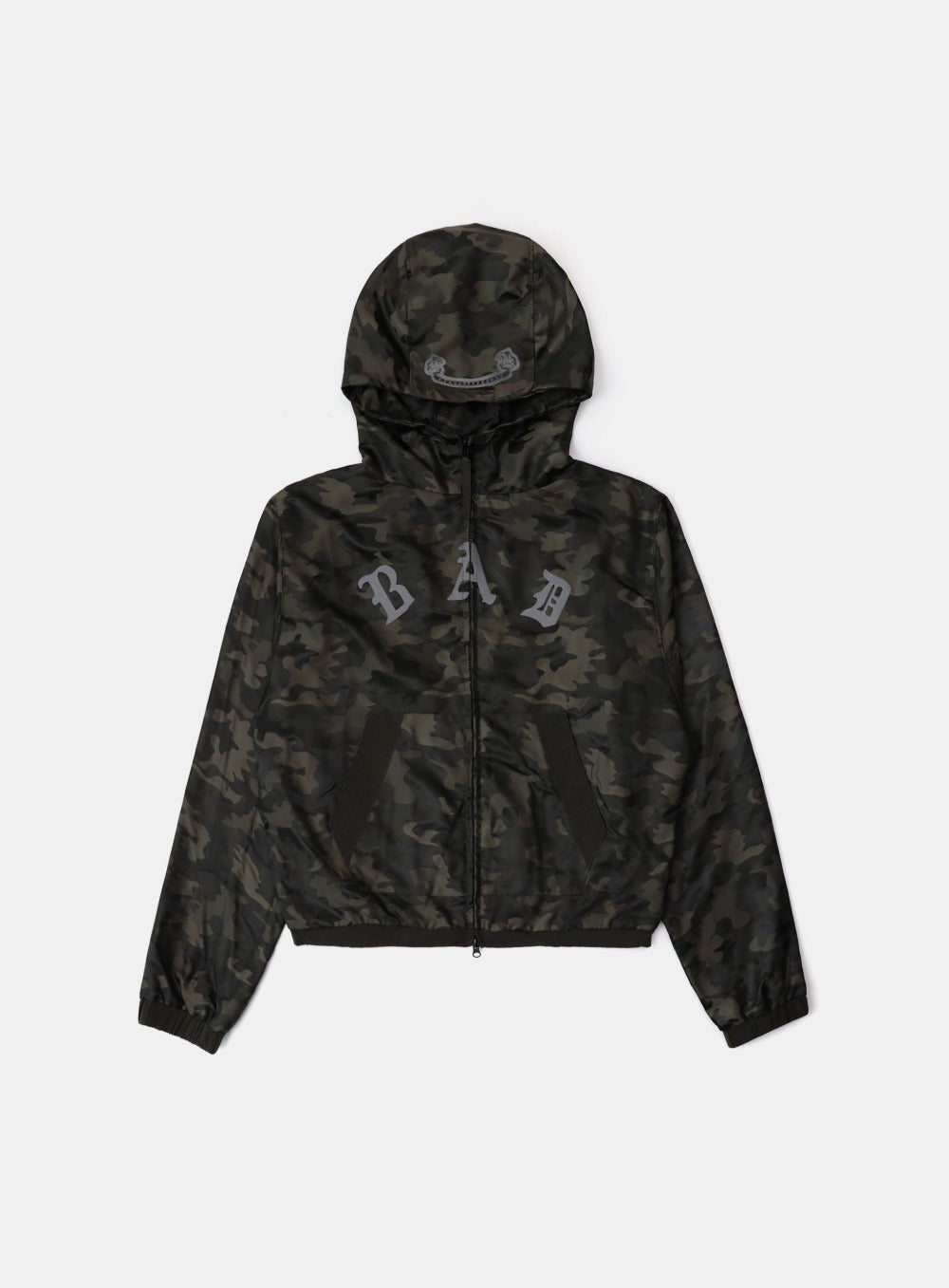 Badblood Mystic Nylon Reflective Hooded Zip-Up Brown Camo